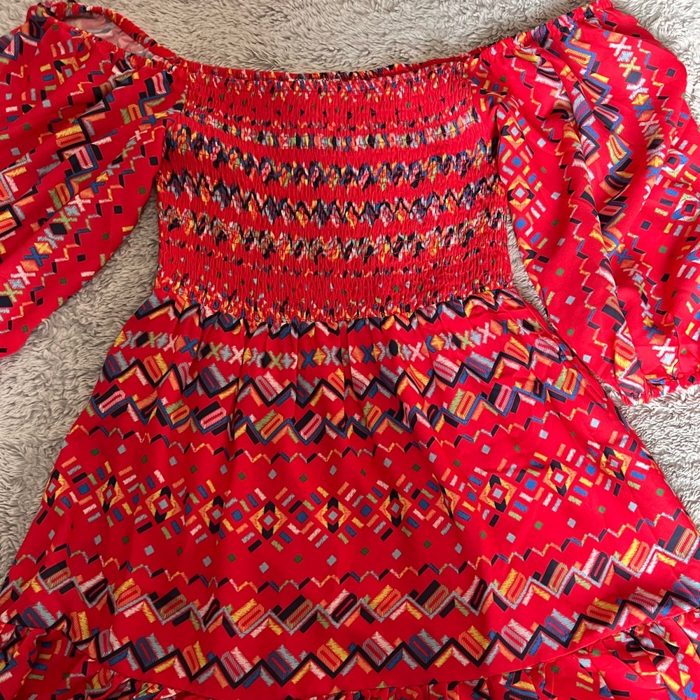 Boutique style dress, off the shoulder is an option with this dress!